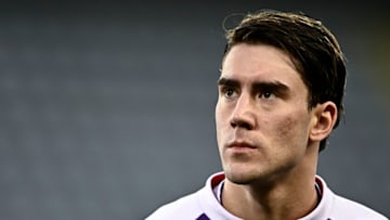 STADIO OLIMPICO GRANDE TORINO, TURIN, ITALY - 2022/01/10: Dusan Vlahovic of ACF Fiorentina looks on prior to the Serie A football match between Torino FC and ACF Fiorentina. Torino FC won 4-0 over ACF Fiorentina. (Photo by Nicolò Campo/LightRocket via Getty Images)