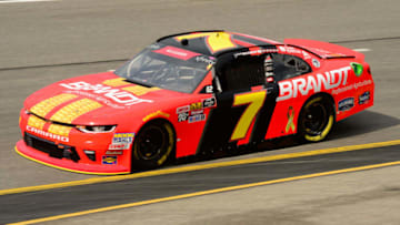 RICHMOND, VA - SEPTEMBER 21: Justin Allgaier, driver of the #7 BRANDT Professional Agriculture Chevrolet, practices for the NASCAR Xfinity Series GoBowling 250 at Richmond Raceway on September 21, 2018 in Richmond, Virginia. (Photo by Robert Laberge/Getty Images)
