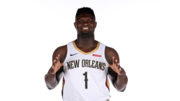 METAIRIE, LOUISIANA - SEPTEMBER 30: Zion Williamson #1 of the New Orleans Pelicans poses for a photo during Media Day at the Ochsner Sports Performance Center on September 30, 2019 in Metairie, Louisiana. (Photo by Chris Graythen/Getty Images)