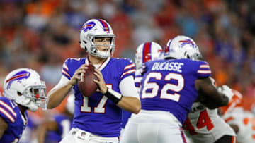 CLEVELAND, OH - AUGUST 17: Josh Allen #17 of the Buffalo Bills looks to pass in the second quarter of a preseason game against the Cleveland Browns at FirstEnergy Stadium on August 17, 2018 in Cleveland, Ohio. (Photo by Joe Robbins/Getty Images)