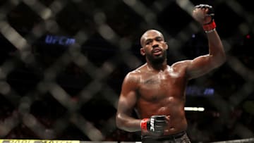 LAS VEGAS, NEVADA - JULY 06: Jon Jones of the United States looks on after his after their UFC Light Heavyweight Title bout with Thiago Santos of Brazil at T-Mobile Arena on July 06, 2019 in Las Vegas, Nevada. Jones defeated Santos by decision. (Photo by Sean M. Haffey/Getty Images)