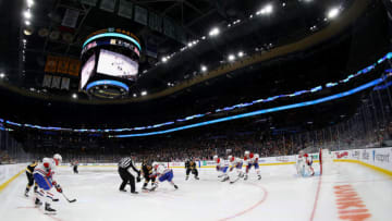 BOSTON, MASSACHUSETTS - DECEMBER 01: A view of the game between the Boston Bruins and the Montreal Canadiens during the third period at TD Garden on December 01, 2019 in Boston, Massachusetts. The Bruins defeat the Canadiens 3-1. (Photo by Maddie Meyer/Getty Images)