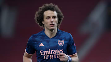 PIRAEUS, GREECE - MARCH 12: David Luiz of Arsenal FC during the UEFA Europa League match between Olympiacos FC and Arsenal FC at Georgios Karaiskakisstadion on March 12, 2021 in Piraeus, Greece (Photo by Eurokinissie/BSR Agency/Getty Images)