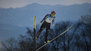YAMAGATA, JAPAN - JANUARY 18:(EDITORS NOTE: Multiple exposures were combined in camera to produce this image.) Ulrike Graessler of Germany competes during the official training on day one of the FIS Ski Jumping Women's World cup Zao at Kuraray Zao Schanze on January 18, 2018 in Yamagata, Japan. (Photo by Matt Roberts/Getty Images)