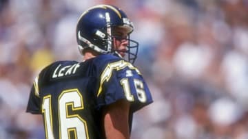 6 Sep 1998: Quarterback Ryan Leaf #16 of the San Diego Chargers looks on during a game against the Buffalo Bills at Qualcomm Stadium in San Diego, California. The Chargers defeated the Bills 16-14.