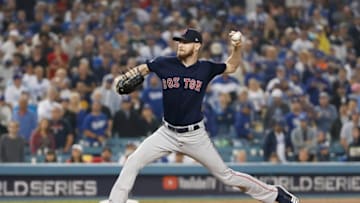 LOS ANGELES, CA - OCTOBER 28: Chris Sale #41 of the Boston Red Sox delivers the pitch during the ninth inning against the Los Angeles Dodgers in Game Five of the 2018 World Series at Dodger Stadium on October 28, 2018 in Los Angeles, California. (Photo by Sean M. Haffey/Getty Images)