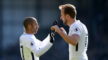 LONDON, ENGLAND - FEBRUARY 25: Lucas Moura and Harry Kane of Tottenham Hotspur celebrate after the Premier League match between Crystal Palace and Tottenham Hotspur at Selhurst Park on February 25, 2018 in London, England. (Photo by Mike Hewitt/Getty Images)