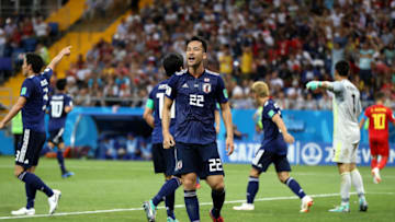 ROSTOV-ON-DON, RUSSIA - JULY 02: Maya Yoshida of Japan reacts during the 2018 FIFA World Cup Russia Round of 16 match between Belgium and Japan at Rostov Arena on July 2, 2018 in Rostov-on-Don, Russia. (Photo by Kevin C. Cox/Getty Images)