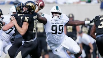 EAST LANSING, MI - SEPTEMBER 09: Defensive tackle Raequan Williams