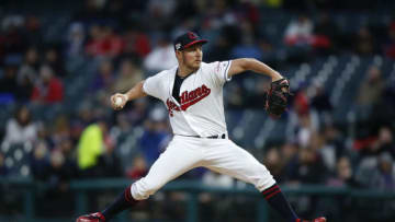 CLEVELAND, OH - APRIL 20: Starting pitcher Trevor Bauer #47 of the Cleveland Indians pitches during the first inning of Game 2 of a doubleheader at Progressive Field on April 20, 2019 in Cleveland, Ohio. (Photo by Ron Schwane/Getty Images)