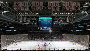 TORONTO,ON - DECEMBER 19: A general view of the Carolina Hurricanes skating against the Toronto Maple Leafs during an NHL game at the Air Canada Centre on December 19, 2017 in Toronto, Ontario, Canada. The Maple Leafs defeated the Hurricanes 8-1. (Photo by Claus Andersen/Getty Images) *** Local Caption ***