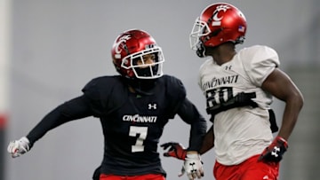 Cincinnati Bearcats cornerback Coby Bryant defends during practice at the University of Maryland. Cincinnati Bearcats Athletics.