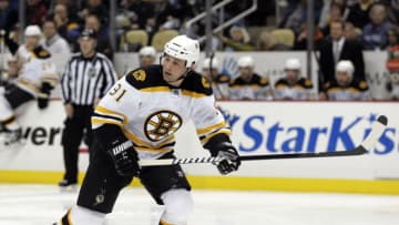 PITTSBURGH, PA - JANUARY 10: Marc Savard #91 of the Boston Bruins skates against the Pittsburgh Penguins on January 10, 2011 at Consol Energy Center in Pittsburgh, Pennsylvania. The Bruins defeated the Penguins 4-2. (Photo by Justin K. Aller/Getty Images)