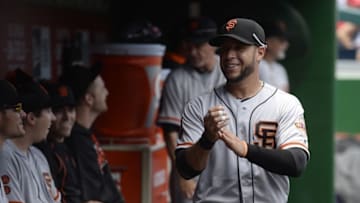 Aug 7, 2016; Washington, DC, USA; San Francisco Giants right fielder Gregor Blanco (7) walks through the dugout during the first inning against the Washington Nationals at Nationals Park. Mandatory Credit: Tommy Gilligan-USA TODAY Sports