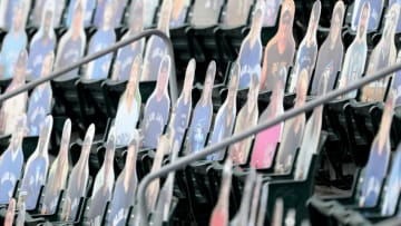 BUFFALO, NEW YORK - AUGUST 15: Cardboard cutouts line the stadium at Sahlen Field before an MLB game between the Toronto Blue Jays and the Tampa Bay Rays on August 15, 2020 in Buffalo, New York. The Blue Jays are the home team and are playing their home games in Buffalo due to the Canadian government’s policy on coronavirus (COVID-19). (Photo by Bryan M. Bennett/Getty Images)