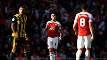 LONDON, ENGLAND - SEPTEMBER 29: Granit Xhaka of Arsenal shouts instructions during the Premier League match between Arsenal FC and Watford FC at Emirates Stadium on September 29, 2018 in London, United Kingdom. (Photo by Julian Finney/Getty Images)