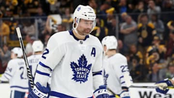 BOSTON, MASSACHUSETTS - APRIL 23: Patrick Marleau #12 of the Toronto Maple Leafs looks on during the third period of Game Seven of the Eastern Conference First Round against the Boston Bruins during the 2019 NHL Stanley Cup Playoffs at TD Garden on April 23, 2019 in Boston, Massachusetts. The Bruins defeat the Maple Leafs 5-1. (Photo by Maddie Meyer/Getty Images)