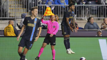 Apr 1, 2023; Chester, Pennsylvania, USA; Philadelphia Union defender Matt Real (2) reacts against the Sporting Kansas City in the second half at Subaru Park. Mandatory Credit: Mitchell Leff-USA TODAY Sports
