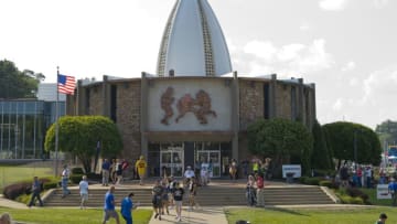 CANTON, OH - AUGUST 4: A general exterior view of the Pro Football Hall of fame prior to the Class of 2012 Enshrinement Ceremony at Fawcett Stadium on August 4, 2012 in Canton, Ohio. (Photo by Jason Miller/Getty Images)