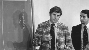 Bob Knight and his former Army team captain Mike Krzyzewski on Sept. 9, 1979 during a press conference regarding the Pan American games in Puerto Rico.Bob Knight Old Images 79 Knight And Krzyzewski