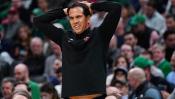 Miami Heat head coach Erik Spoelstra watches from the sideline as they take on the Boston Celtics( David Butler II-USA TODAY Sports)