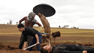 Joseph Gilgun as Cassidy, Dominic Cooper as Jesse Custer, Ruth Negga as Tulip O'Hare - Preacher _ Season 4, Episode 7 - Photo Credit: Lachlan Moore/AMC/Sony Pictures Television