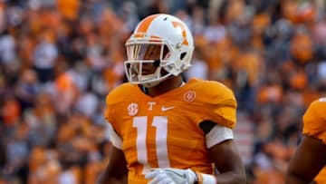 Nov 5, 2016; Knoxville, TN, USA; Tennessee Volunteers quarterback Joshua Dobbs (11) during the first quarter against the Tennessee Tech Golden Eagles at Neyland Stadium. Mandatory Credit: Randy Sartin-USA TODAY Sports