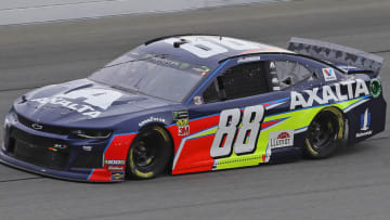 JOLIET, ILLINOIS - JUNE 30: Alex Bowman, driver of the #88 Axalta Chevrolet, races during the Monster Energy NASCAR Cup Series Camping World 400 at Chicagoland Speedway on June 30, 2019 in Joliet, Illinois. (Photo by Jonathan Daniel/Getty Images)