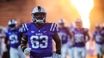 Nov 18, 2021; Durham, North Carolina, USA; Duke Blue Devils guard Jacob Monk (63) just before the 1st half of the game against the Louisville Cardinals at Wallace Wade Stadium. Mandatory Credit: Jaylynn Nash-USA TODAY Sports