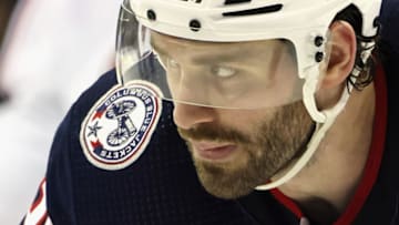 NEW YORK, NEW YORK - MARCH 28: Boone Jenner #38 of the Columbus Blue Jackets skates against the New York Rangers at Madison Square Garden on March 28, 2023 in New York City. (Photo by Bruce Bennett/Getty Images)