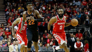 James Harden Deandre Ayton Phoenix Suns (Photo by Tim Warner/Getty Images)