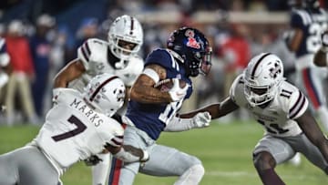 Auburn footballOle Miss LB Austin Keys (11) avoids a tackle in the 2022 Egg Bowl at Ole Miss' Vaught-Hemingway Stadium in Oxford, Miss., Thursday, November 24, 2022.Ejs 3550