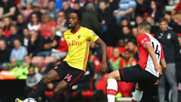 SOUTHAMPTON, ENGLAND - SEPTEMBER 09: Nathaniel Chalobah of Watford and Oriol Romeu of Southampton in action during the Premier League match between Southampton and Watford at St Mary's Stadium on September 9, 2017 in Southampton, England. (Photo by Tony Marshall/Getty Images)