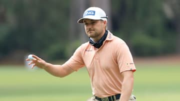 HILTON HEAD ISLAND, SOUTH CAROLINA - APRIL 15: Austin Cook of the United States reacts to his putt on the eighth green during the first round of the RBC Heritage on April 15, 2021 at Harbour Town Golf Links in Hilton Head Island, South Carolina. (Photo by Sam Greenwood/Getty Images)