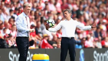 SOUTHAMPTON, ENGLAND - AUGUST 27: Claude Puel, Manager of Southampton reacts during the Premier League match between Southampton and Sunderland at St Mary's Stadium on August 27, 2016 in Southampton, England. (Photo by Michael Steele/Getty Images)