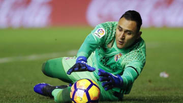 PAMPLONA, SPAIN - FEBRUARY 11: Keylor Navas of Real Madrid in action during the La Liga match between CA Osasuna and Real Madrid CF at El Sadar stadium on February 11, 2017 in Pamplona, Spain. (Photo by Angel Martinez/Real Madrid via Getty Images)