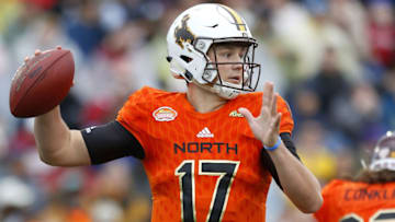 MOBILE, AL - JANUARY 27: Josh Allen #17 of the North team throws the ball during the first half of the Reese's Senior Bowl against the the South team at Ladd-Peebles Stadium on January 27, 2018 in Mobile, Alabama. (Photo by Jonathan Bachman/Getty Images)