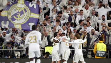 (l-r) Isco of Real Madrid, Sergio Ramos of Real Madrid, Vinicius Junior of Real Madrid, Luka Modric of Real Madrid during the UEFA Champions League round of 16 first leg match between Real Madrid and Manchester City FC at the Santiago Bernabeu stadium on February 26, 2020 in Madrid, Spain(Photo by ANP Sport via Getty Images)