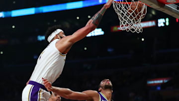 LOS ANGELES, CALIFORNIA - APRIL 07: JaVale McGee #7 of the Los Angeles Lakers dunks the ball against Rudy Gobert #27 of the Utah Jazz during the first half at Staples Center on April 07, 2019 in Los Angeles, California. NOTE TO USER: User expressly acknowledges and agrees that, by downloading and or using this photograph, User is consenting to the terms and conditions of the Getty Images License Agreement. (Photo by Yong Teck Lim/Getty Images)