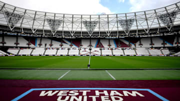 LONDON, ENGLAND - FEBRUARY 01: General view inside the stadium prior to the Premier League match between West Ham United and Brighton & Hove Albion at London Stadium on February 01, 2020 in London, United Kingdom. (Photo by Justin Setterfield/Getty Images)