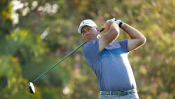 HONOLULU, HAWAII - JANUARY 15: Stewart Cink of the United States plays his shot from the fifth tee during the second round of the Sony Open in Hawaii at the Waialae Country Club on January 15, 2021 in Honolulu, Hawaii. (Photo by Cliff Hawkins/Getty Images)