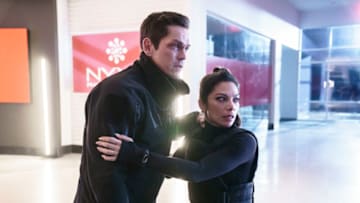 “Waking Dreams” – With an Omega Sector spy missing, the entire agency searches for clues. Harry and Helen’s relationship with each other, their team and reality itself, is tested in unimaginable ways, even for the best of spies and spouses. Part two of the first season finale. Pictured L to R: Steve Howey as Harry Tasker and Ginger Gonzaga as Helen Tasker. Photo: Jace Downs/CBS ©2023 CBS Broadcasting, Inc. All Rights Reserved.