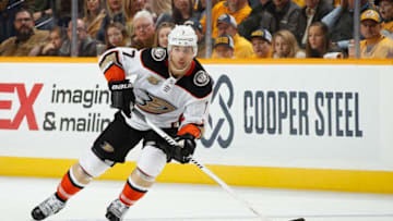 NASHVILLE, TN - NOVEMBER 25: Andrew Cogliano #7 of the Anaheim Ducks skates against the Nashville Predators at Bridgestone Arena on November 25, 2018 in Nashville, Tennessee. (Photo by John Russell/NHLI via Getty Images)