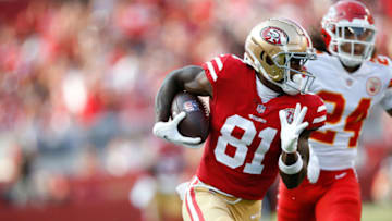 Trent Sherfield #81 of the San Francisco 49ers (Photo by Michael Zagaris/San Francisco 49ers/Getty Images)