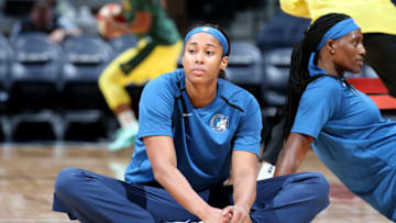 MINNEAPOLIS, MN- MAY 29: Alaina Coates #81 of the Minnesota Lynx warms up before the game against the Seattle Storm on May 29, 2019 at the Target Center in Minneapolis, Minnesota NOTE TO USER: User expressly acknowledges and agrees that, by downloading and or using this photograph, User is consenting to the terms and conditions of the Getty Images License Agreement. Mandatory Copyright Notice: Copyright 2019 NBAE (Photo by David Sherman/NBAE via Getty Images)