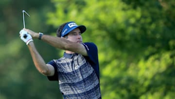 DUBLIN, OHIO - JULY 09: Bubba Watson of the United States plays his shot from the fourth tee during the first round of the Workday Charity Open on July 09, 2020 at Muirfield Village Golf Club in Dublin, Ohio. (Photo by Sam Greenwood/Getty Images)