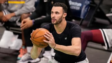 Apr 23, 2021; Charlotte, North Carolina, USA; Cleveland Cavaliers forward Larry Nance Jr. (22) during the pre game shoot around before the start against the Charlotte Hornets at the Spectrum Center. Mandatory Credit: Jim Dedmon-USA TODAY Sports
