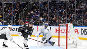 ST LOUIS, MISSOURI - JANUARY 25: Max Pacioretty #67 of the Vegas Golden Knights scores a goal against Frederik Andersen #31 of the Toronto Maple Leafs during the 2020 NHL All-Star Game between the Atlantic Division and Pacific Division at the Enterprise Center on January 25, 2020 in St Louis, Missouri. (Photo by Brian Babineau/NHLI via Getty Images)