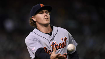 OAKLAND, CA - SEPTEMBER 06: Detroit Tigers outfielder Brandon Dixon (12) during the Major League Baseball game between the Detroit Tigers and the Oakland Athletics at RingCentral Coliseum on September 6, 2019 in Oakland, CA. (Photo by Cody Glenn/Icon Sportswire via Getty Images)