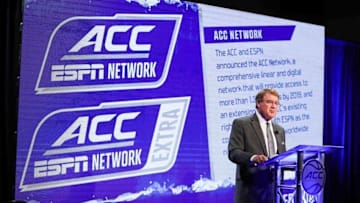Oct 26, 2016; Charlotte, NC, USA; ACC commissioner John Swofford speaks to the media during ACC Operation Basketball at The Ritz-Carlton. Mandatory Credit: Jim Dedmon-USA TODAY Sports